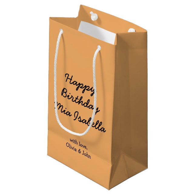 Trend Colour Soft Orange Custom Small Gift Bag (Front Angled)