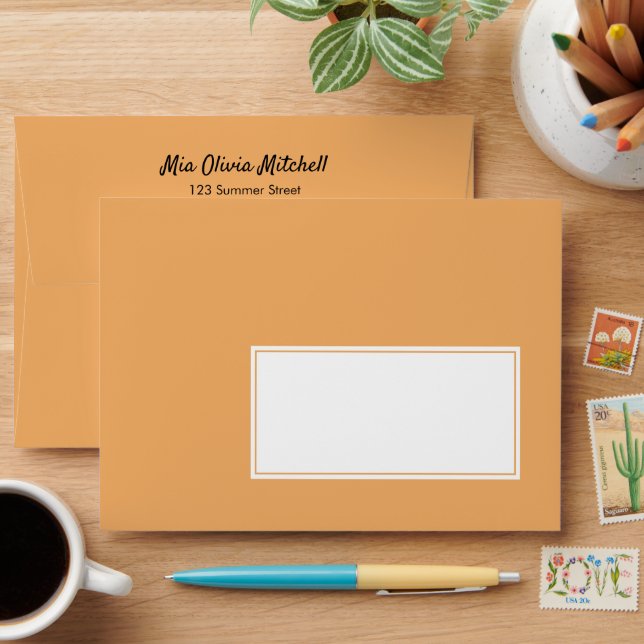 Trend Colour - Soft Orange Customisable Envelope (Desk)