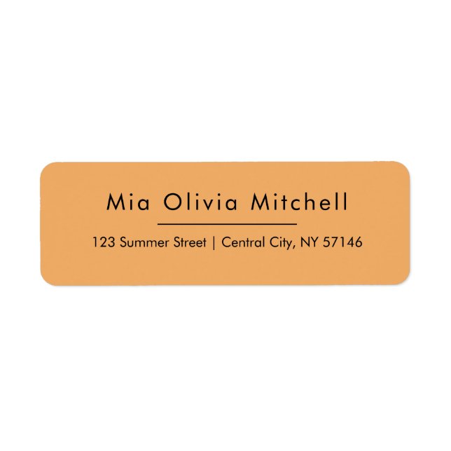 Trend Colour Soft Orange Simple Address Labels (Front)