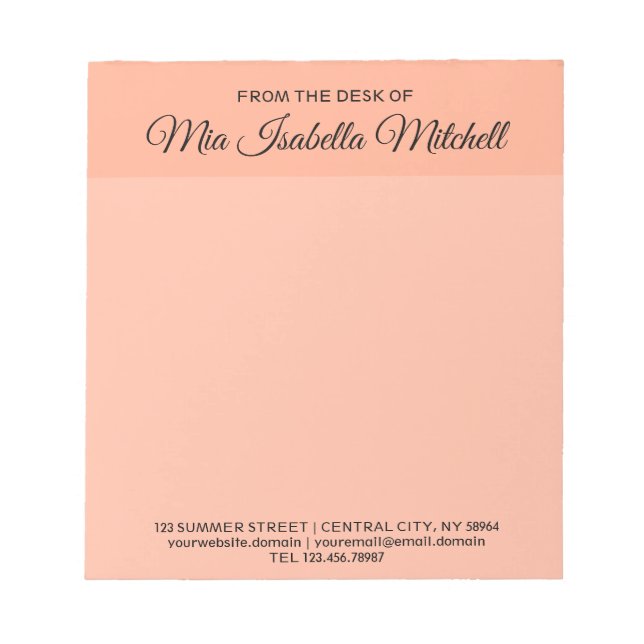Trend Colour - Soft Peach Business Notepad (Front)