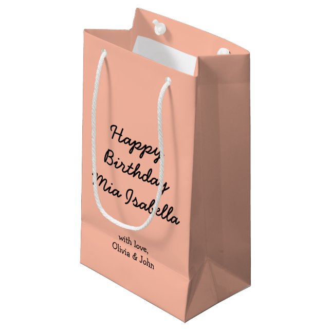 Trend Colour Soft Peach Custom Small Gift Bag (Front Angled)