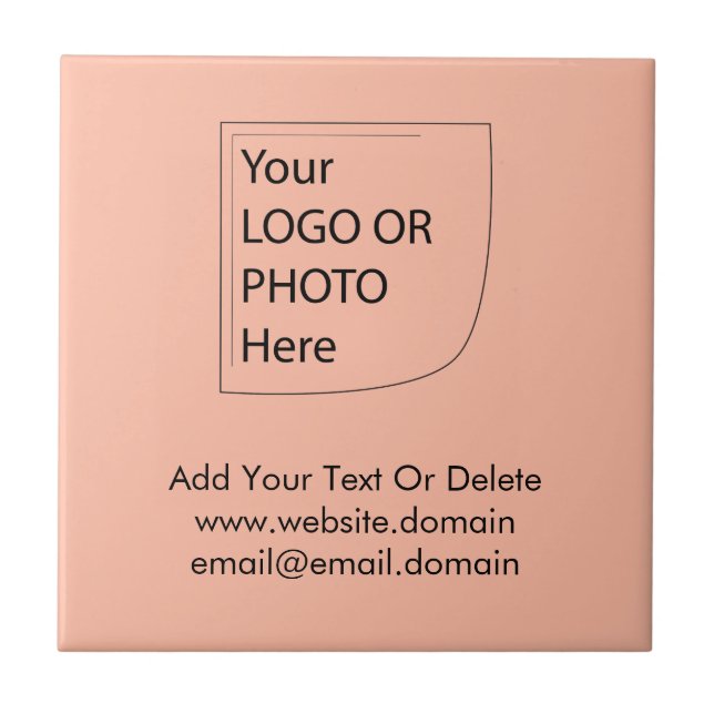 Trend Colour - Soft Peach Logo Ceramic Tile (Front)