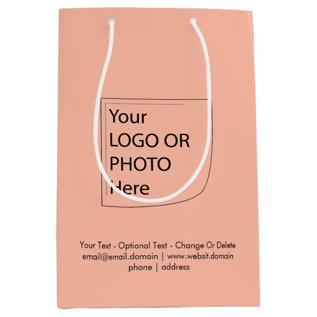 Trend Colour - Soft Peach Medium Logo Gift Bag (Front)