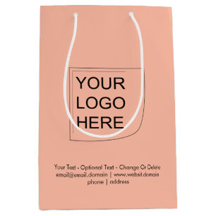 Trend Colour - Soft Peach Medium Logo Gift Bag