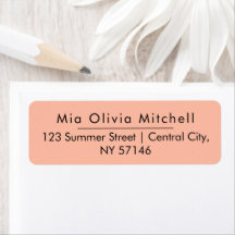 Trend Colour Soft Peach Minimalist Address Labels