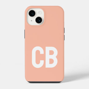 Trend Colour Soft Peach Minimalist Monogram iPhone 14 Case