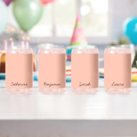 Trend Colour Soft Peach Minimalist Name Can Glass 