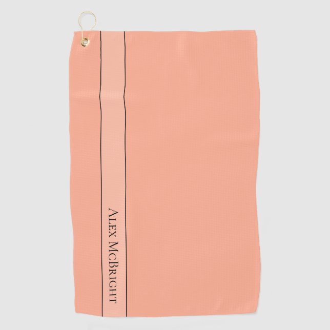 Trend Colour Soft Peach Modern Name Golf Towel (Front)