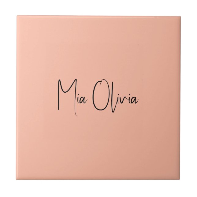 Trend Colour - Soft Peach Name Ceramic Tile (Front)