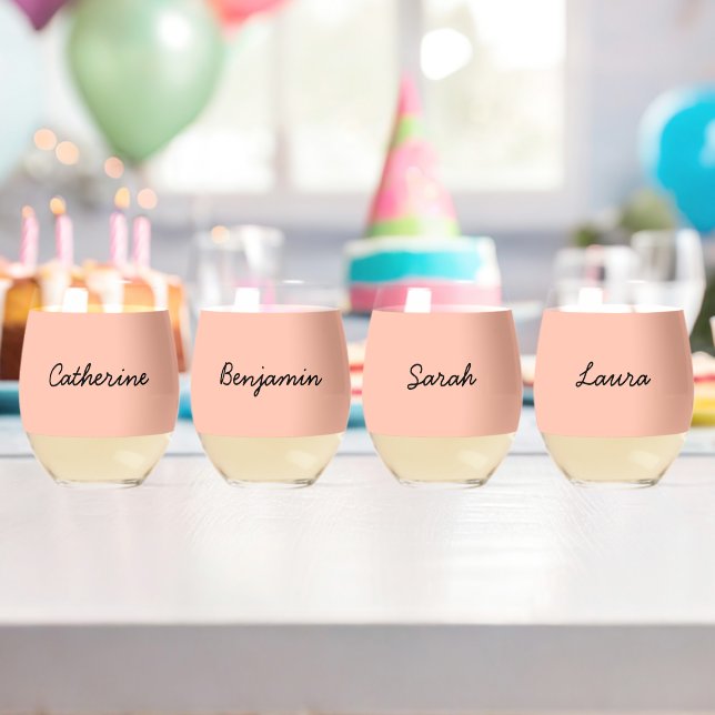 Trend Colour Soft Peach Personalizable Glasses  (Insitu (Birthday))