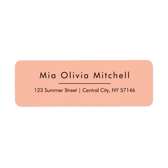 Trend Colour Soft Peach Simple Address Labels (Front)