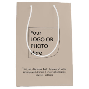 Trend Colour - Soft Taupe Medium Logo Gift Bag