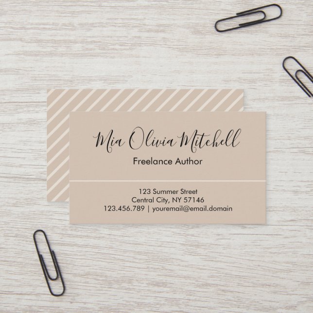 Trend Colour Soft Taupe Minimalist Business Card (Front/Back In Situ)