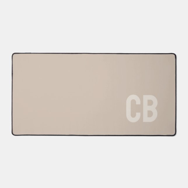 Trend Colour Soft Taupe Monogram Desk Mat (Front)