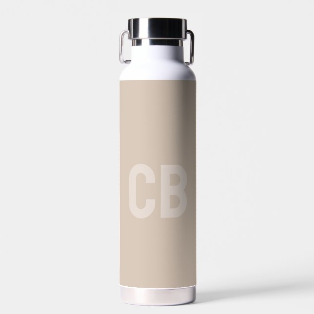 Trend Colour Soft Taupe Monogram Water Bottle (Front)