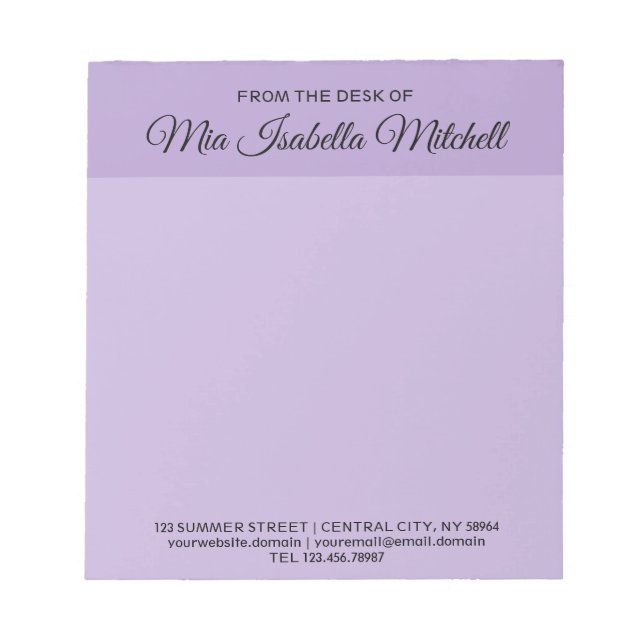 Trend Colour - Soft Violet Business Notepad (Front)
