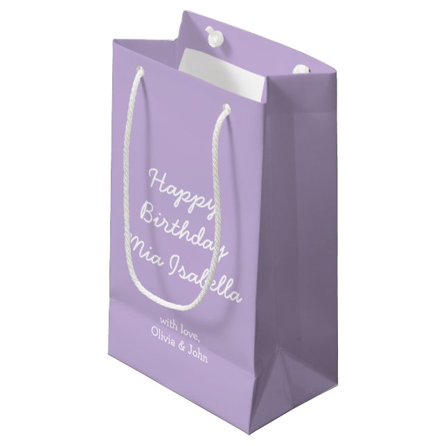Trend Colour Soft Violet Custom Small Gift Bag (Front Angled)