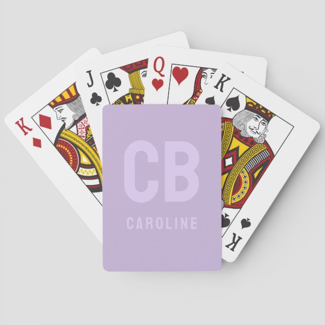 Trend Colour Soft Violet Monogram Playing Cards (Back)
