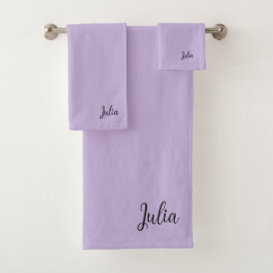Trend Colour Soft Violet Name Bath Towel Set