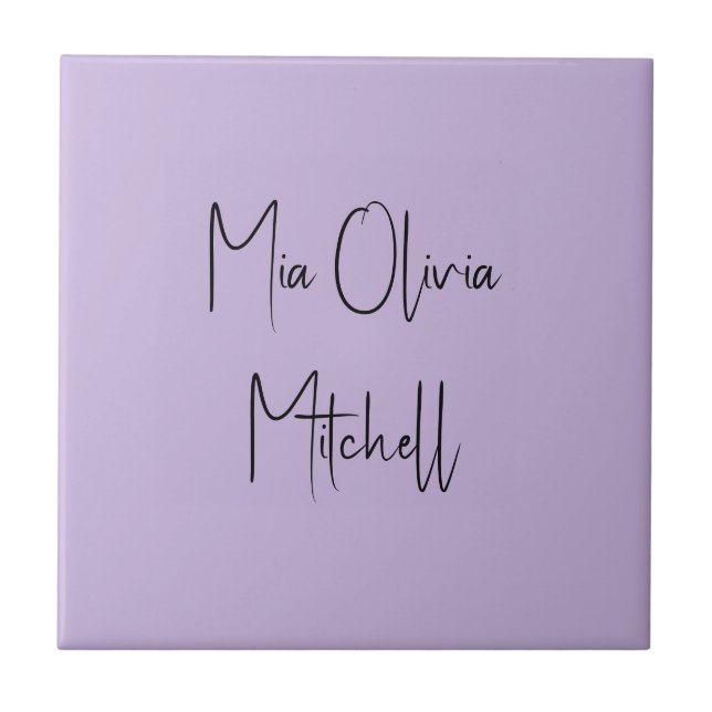 Trend Colour Soft Violet Name Ceramic Tile (Front)