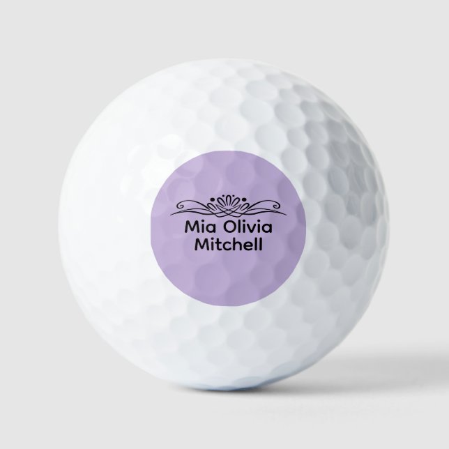 Trend Colour Soft Violet Name Golf Balls (Front)