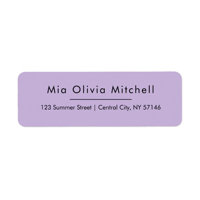 Trend Colour Soft Violet Simple Address Labels (Front)