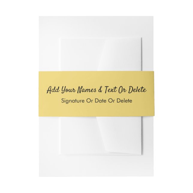 Trend Colour Soft Yellow Invitation Belly Band  (Front Example)
