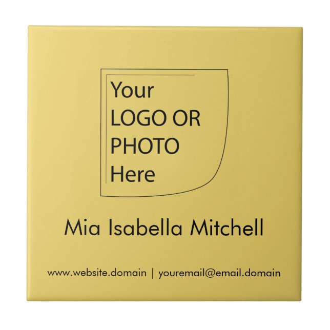 Trend Colour  Soft Yellow Logo - Ceramic Tile (Front)