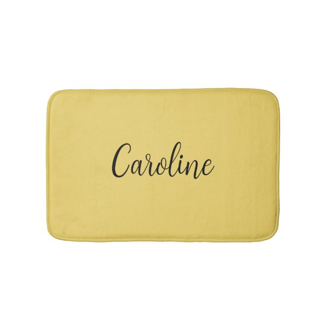 Trend Colour Soft Yellow Name Bath Mat (Front)
