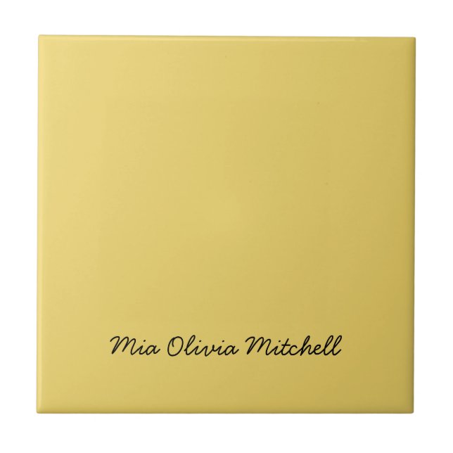 Trend Colour - Soft Yellow Name Ceramic Tile (Front)