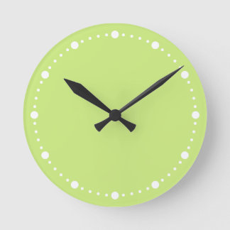 Trend Colour - Spring Green White Dots Round Clock