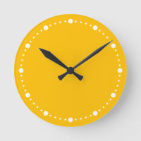 Trend Colour Sunburst Yellow White Dots Round Cloc