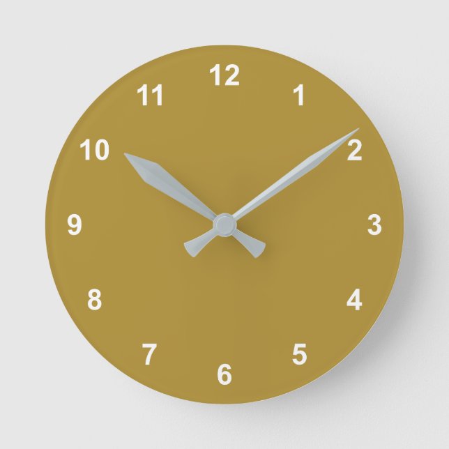 Trend Colour - Sunny Olive Round Clock With Number (Front)
