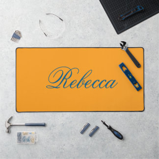 Trend colour Tech blue and Dahlia Orange colour Desk Mat
