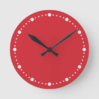 Trend Colour - Vibrant Red & White Dots Round Cloc Round Clock