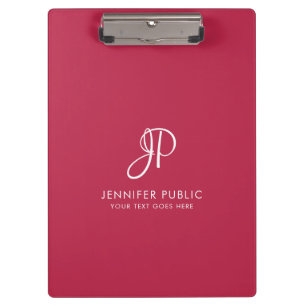 Trend Colour Viva Magenta Elegant Script Monogram Clipboard