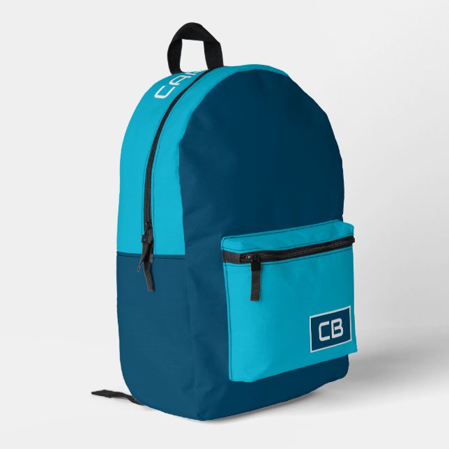 Trend Colour Vivid Cyan Dark Blue  Printed Backpac Backpack (Back Corner Left)