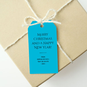 Trend Colour Vivid Cyan Minimalist Gift Tags