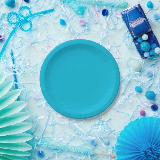 Trend Colour - Vivid Cyan Paper Plates (Party)
