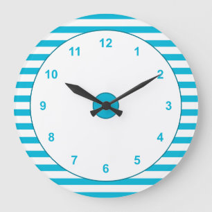 Trend Colour - Vivid Cyan Round Clock With Numbers
