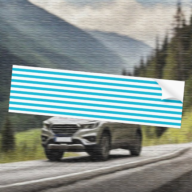 Trend Colour - Vivid Cyan Striped Bumper Sticker (Creator Uploaded)