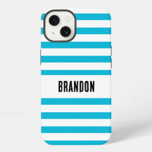 Trend Colour - Vivid Cyan Striped iPhone 13 Case