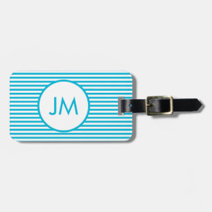 Trend Colour - Vivid Cyan Striped Luggage Tag