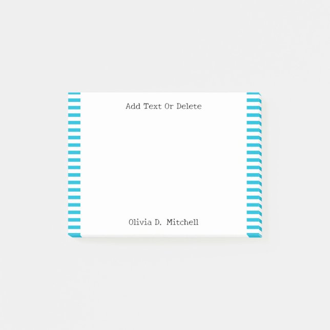 Trend Colour -- Vivid Cyan Striped  Post-it Notes (Front)