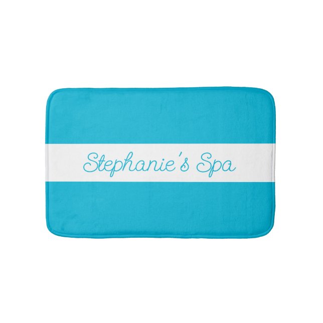 Trend Colour - Vivid Cyan White Spa Bath Mat (Front)