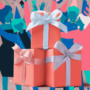 Trend Colours - Coral Sunset Colour - Solid Wrapping Paper Sheet