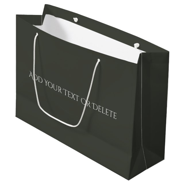 Trend Colours - Dark Forest Grey - Solid Large Gift Bag (Front Angled)
