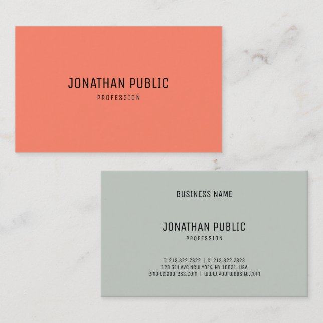 Trend Colours Modern Simple Template Elegant Business Card (Front/Back)