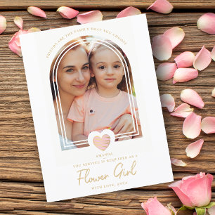 Trend Fancy Flower Girl Pink Heart Photo Proposal  Postcard
