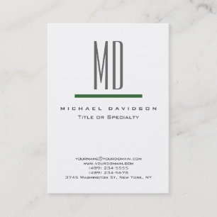 Trend Grey Monogram White Green Business Card